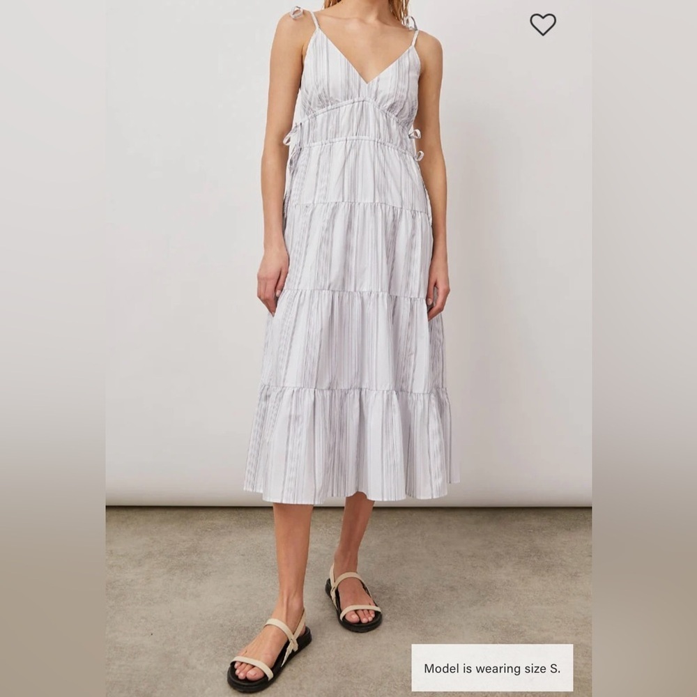 Rails White & Light Gray Striped Tiered Midi Dress